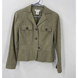 Worthington linen blend Safari inspired animal print cropped short jacket 6